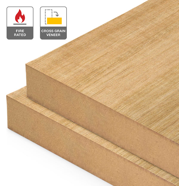 Tasmanian Oak Veneer Quarter Cut Cross Grain on Fire Rated MDF
