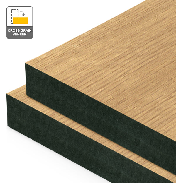 American Oak Veneer Quarter Cut Cross Grain on Black MDF
