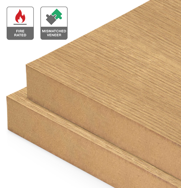 American Oak Veneer Wire Brushed Mismatched on Fire Rated MDF