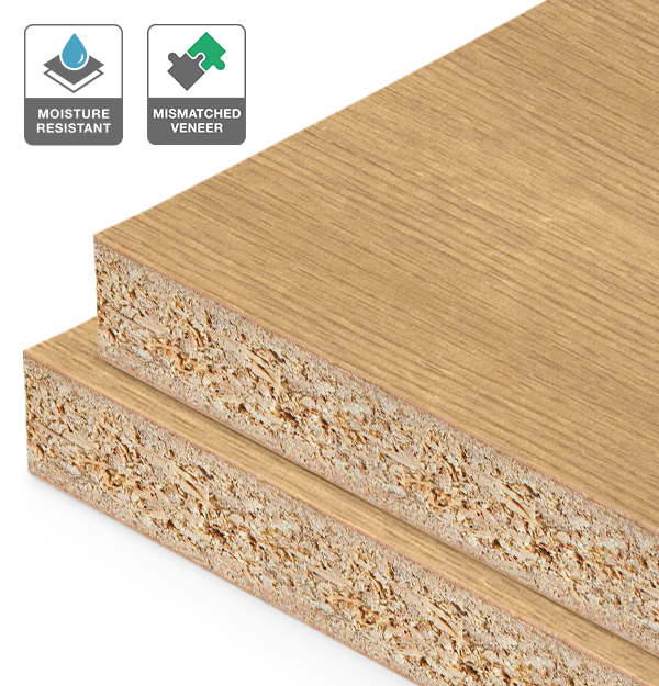 American Oak Veneer Wire Brushed Mismatched on HMR Moisture Resistant Particleboard