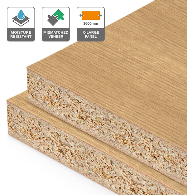 American Oak Veneer Wire Brushed Mismatched on HMR Moisture Resistant Particleboard 3600L