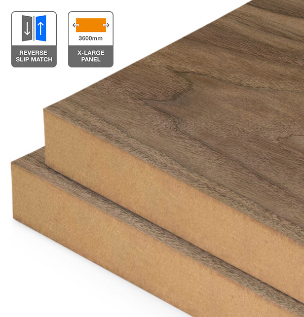 American Walnut Veneer Crown Cut Reverse Slip Match on MDF 3600L