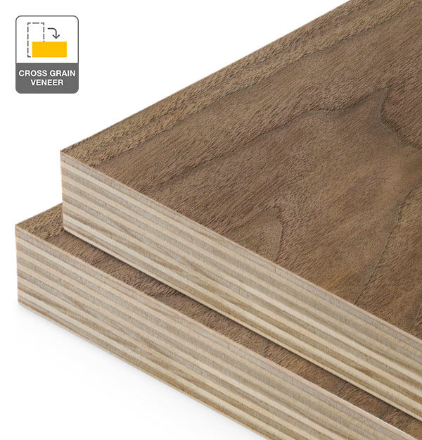 American Walnut Veneer Crown Cut Cross Grain on Plywood