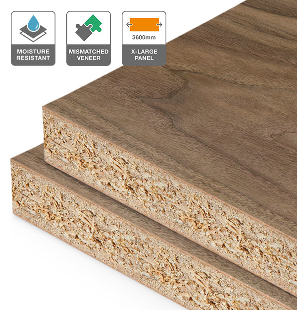 American Walnut Veneer Mismatched on HMR Moisture Resistant Particleboard 3600L
