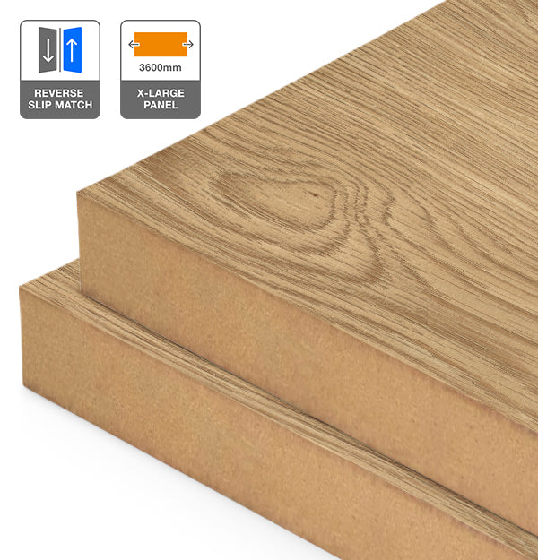American Oak Veneer Wire Brushed Crown Cut Reverse Slip Match on MDF 3600L