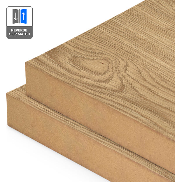 American Oak Veneer Wire Brushed Crown Cut Reverse Slip Match on MDF