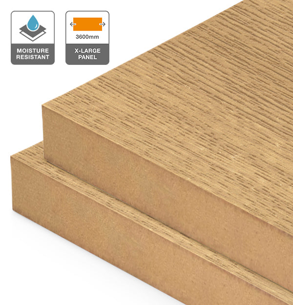 American Oak Veneer Wire Brushed Quarter Cut on Moisture Resistant MDF 3600L