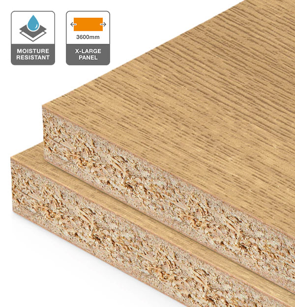 American Oak Veneer Wire Brushed Quarter Cut on HMR Moisture Resistant Particleboard 3600L