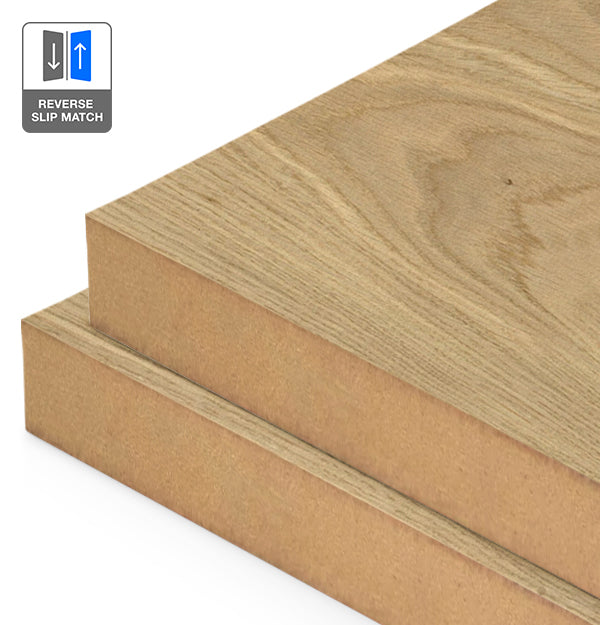 European Oak Veneer Wire Brushed Crown Cut Reverse Slip Match on MDF