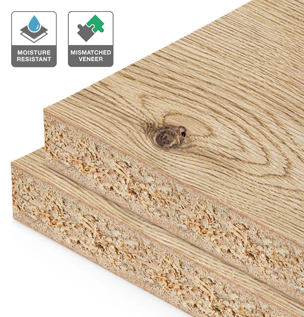 Rustic Oak Veneer Mismatched on HMR Moisture Resistant Particleboard