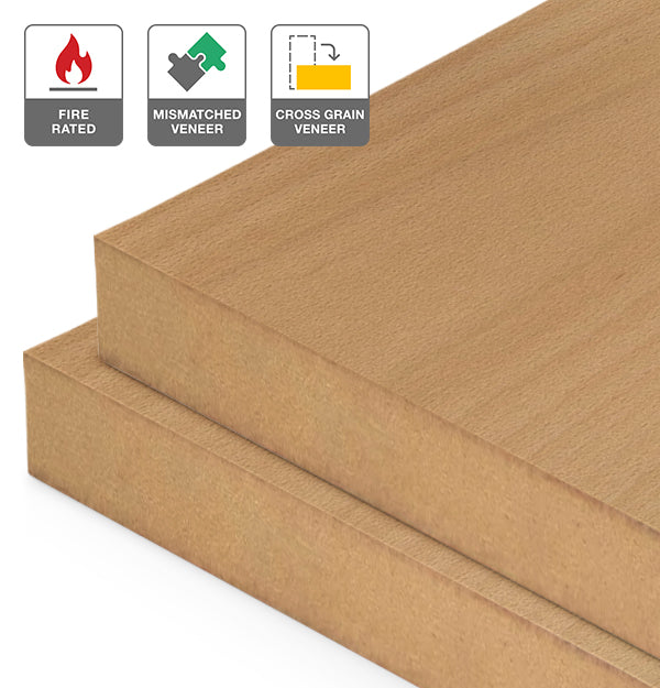 Beech Veneer Mismatched Cross Grain on Fire Rated MDF