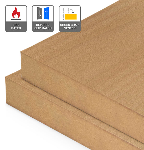 Beech Veneer Crown Cut Reverse Slip Match Cross Grain on Fire Rated MDF
