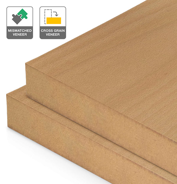 Beech Veneer Mismatched Cross Grain on MDF