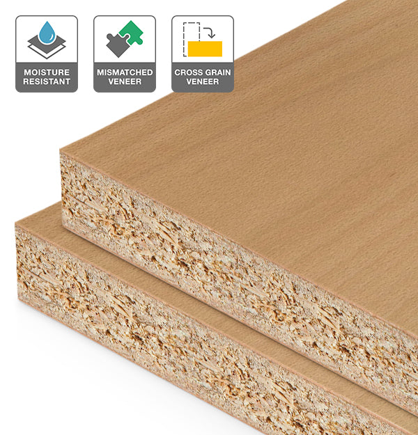 Beech Veneer Mismatched Cross Grain on HMR Moisture Resistant Particleboard