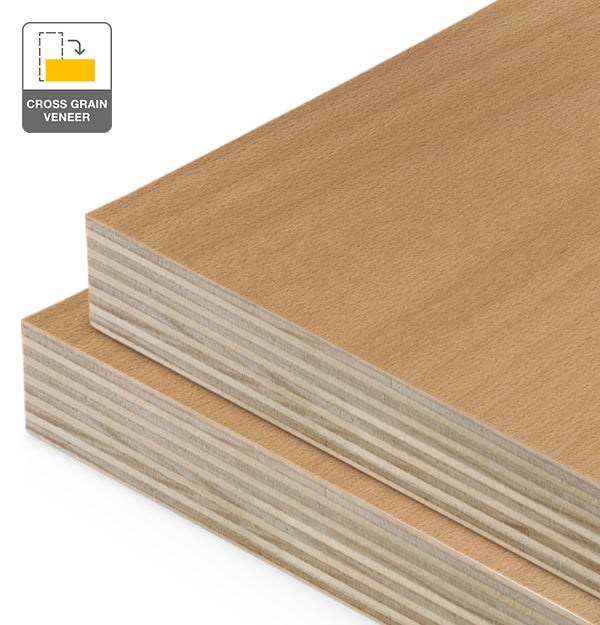 Beech Veneer Crown Cut Cross Grain on Plywood