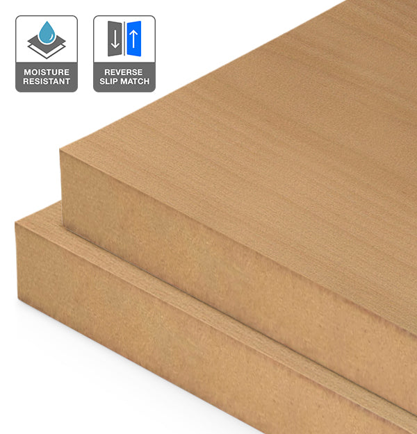 Beech Veneer Crown Cut Reverse Slip Match on Moisture Resistant MDF
