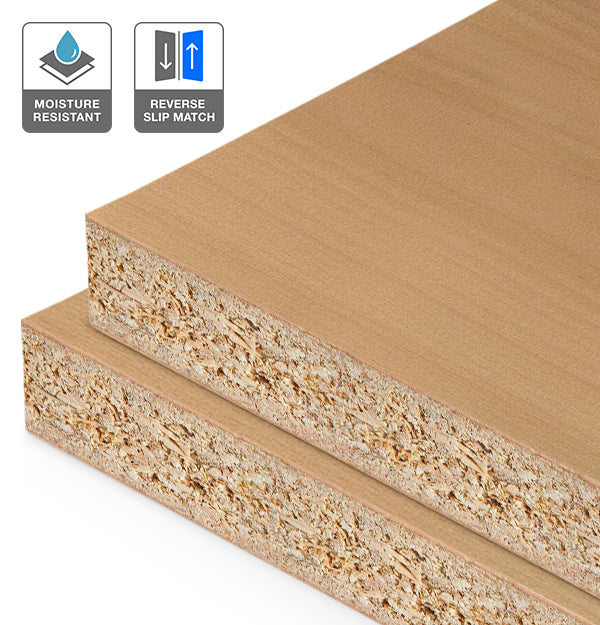 Beech Veneer Crown Cut Reverse Slip Match on HMR Moisture Resistant Particleboard