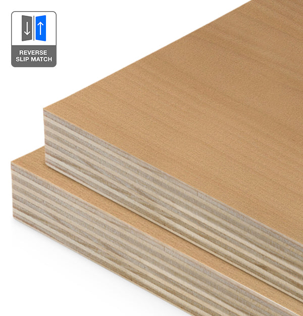 Beech Veneer Crown Cut Reverse Slip Match on Plywood