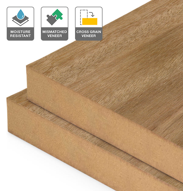 Blackbutt Veneer Mismatched Cross Grain on Moisture Resistant MDF