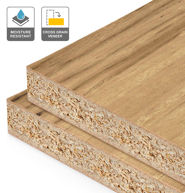 Blackbutt Veneer Natural Feature Grade Cross Grain on HMR Moisture Resistant Particleboard