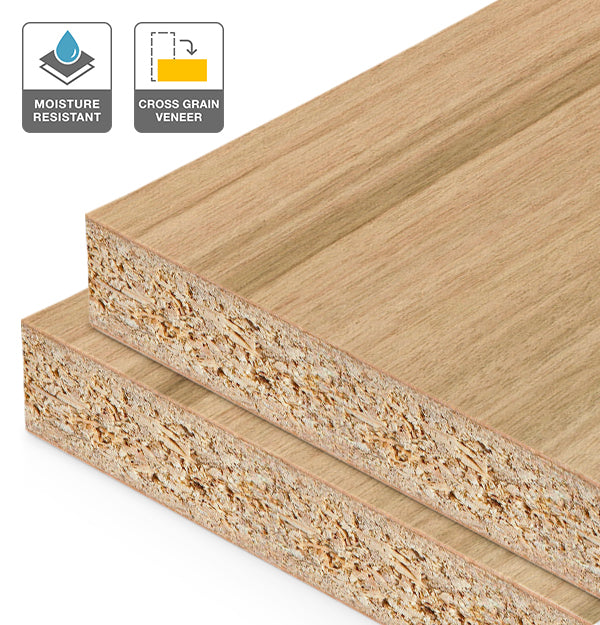 Blackbutt Veneer Quarter Cut Cross Grain on HMR Moisture Resistant Particleboard