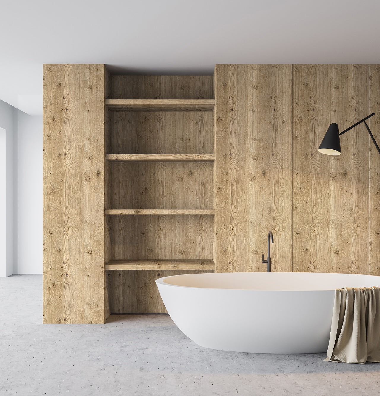 Rustic Oak Veneer Natural Grade on Black Moisture Resistant MDF