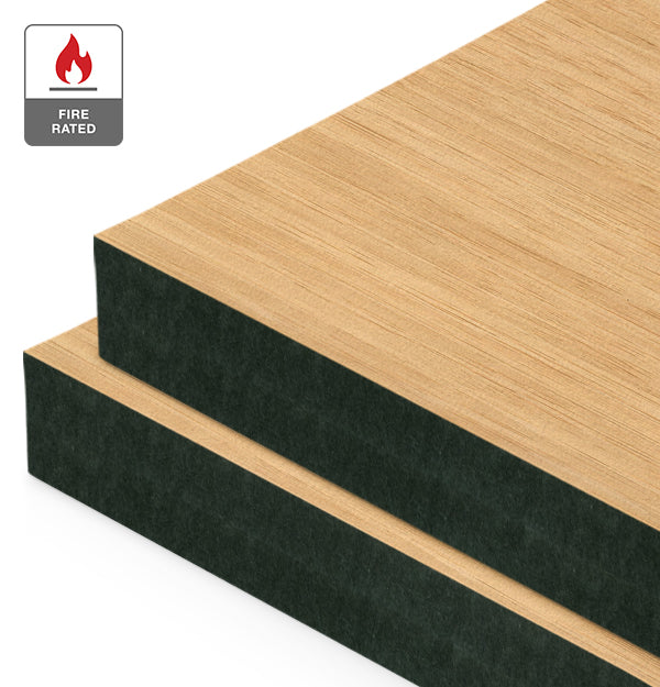 LETO Narrow Grain Natural Bamboo Veneer on Fire Rated Black MDF