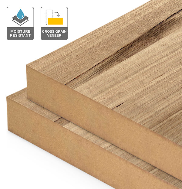 Tasmanian Oak Veneer Natural Feature Grade Cross Grain on Moisture Resistant MDF