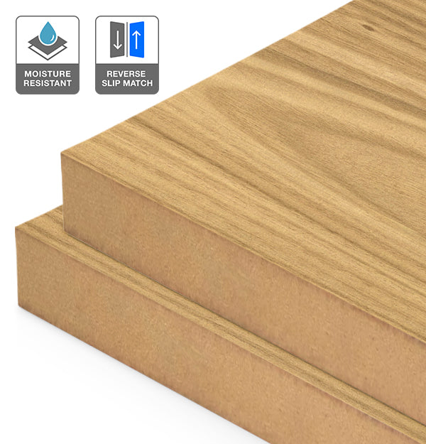 Plantation Oak Veneer Crown Cut Reverse Slip Match on Moisture Resistant MDF