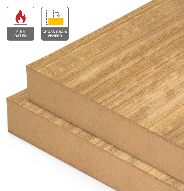 Plantation Oak Veneer Quarter Cut Cross Grain on Fire Rated MDF