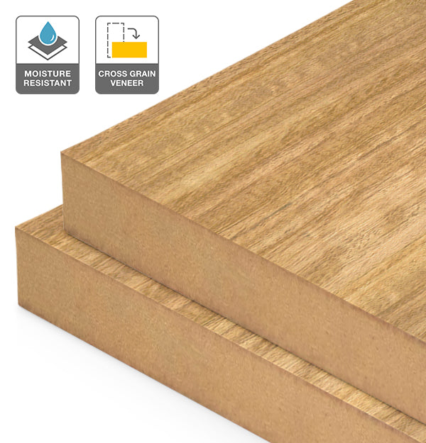 Plantation Oak Veneer Quarter Cut Cross Grain on Moisture Resistant MDF