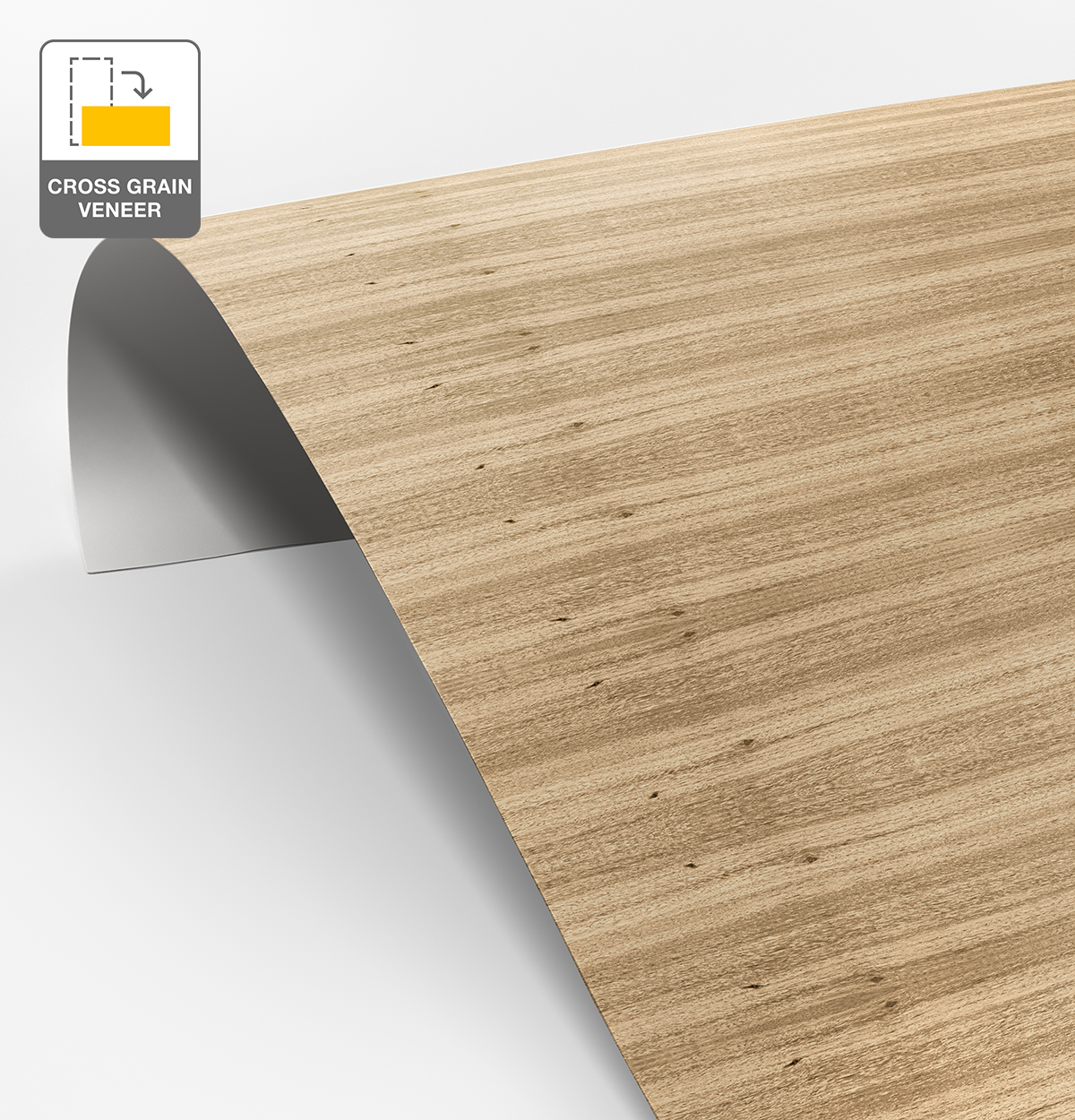 Tasmanian Oak Veneer Natural Feature Grade Cross Grain on Laminate