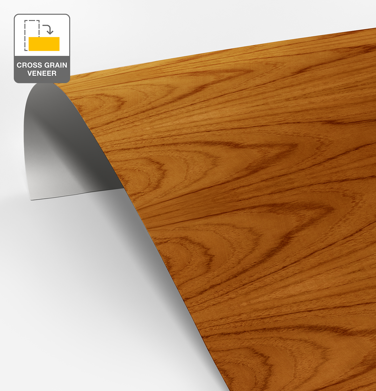 Teak Veneer Crown Cut Cross Grain on Laminate