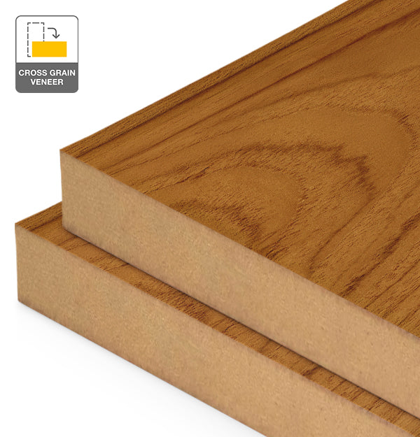 Teak Veneer Crown Cut Cross Grain on MDF