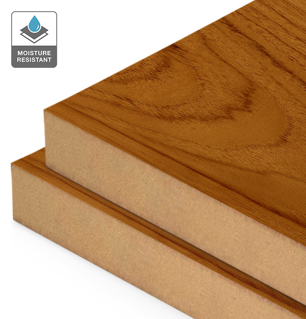 Teak Veneer Crown Cut on Moisture Resistant MDF
