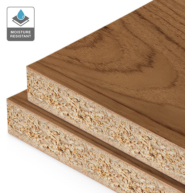 Teak Veneer Crown Cut on HMR Moisture Resistant Particleboard