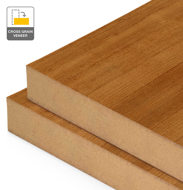 Teak Veneer Quarter Cut Cross Grain on MDF