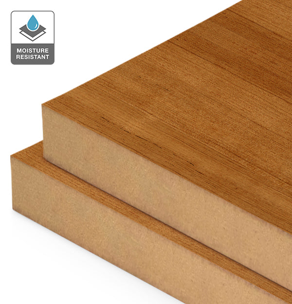 Teak Veneer Quarter Cut on Moisture Resistant MDF