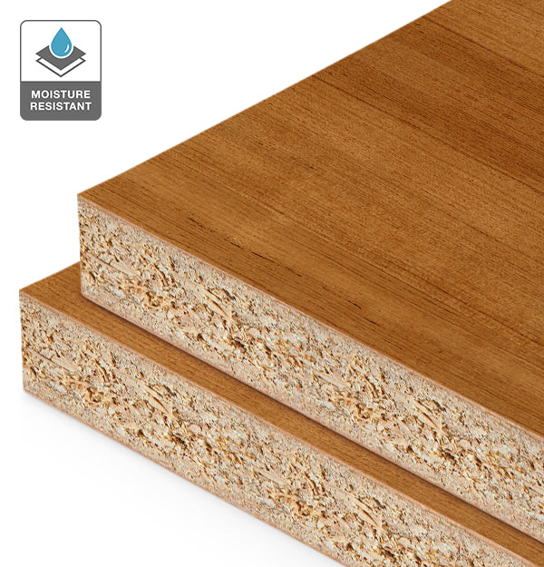Teak Veneer Quarter Cut on HMR Moisture Resistant Particleboard