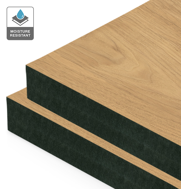 Warm Oak EVOGRAIN Hyperreal on Black Moisture Resistant MDF