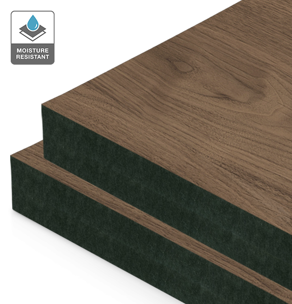 Warm Walnut EVOGRAIN Hyperreal on Black Moisture Resistant MDF