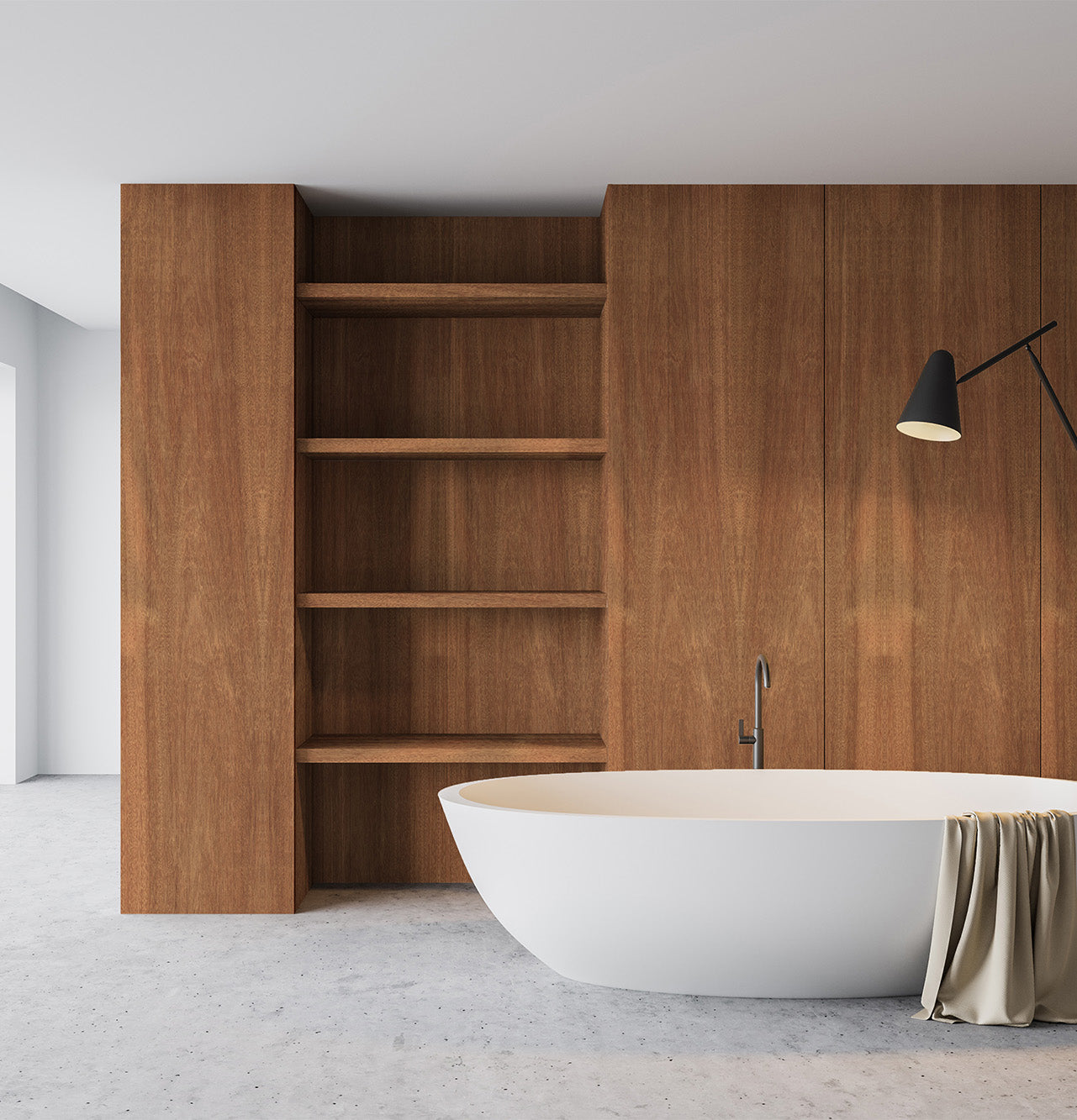 Sapele Veneer Crown Cut on Fire Rated Black MDF