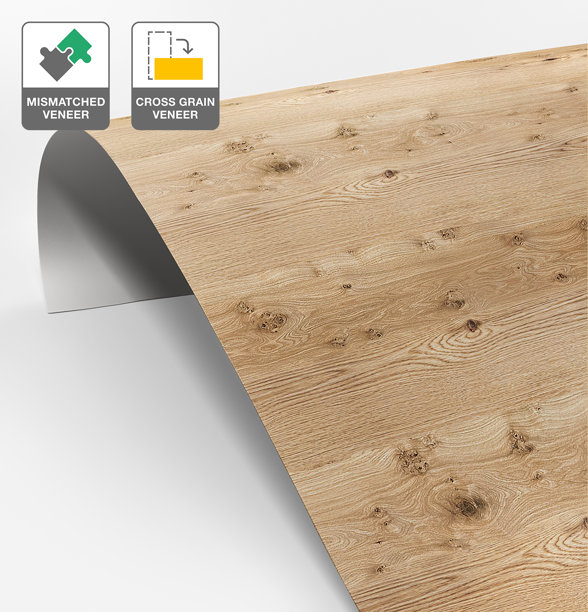 Rustic Oak Veneer Mismatched Cross Grain on Laminate