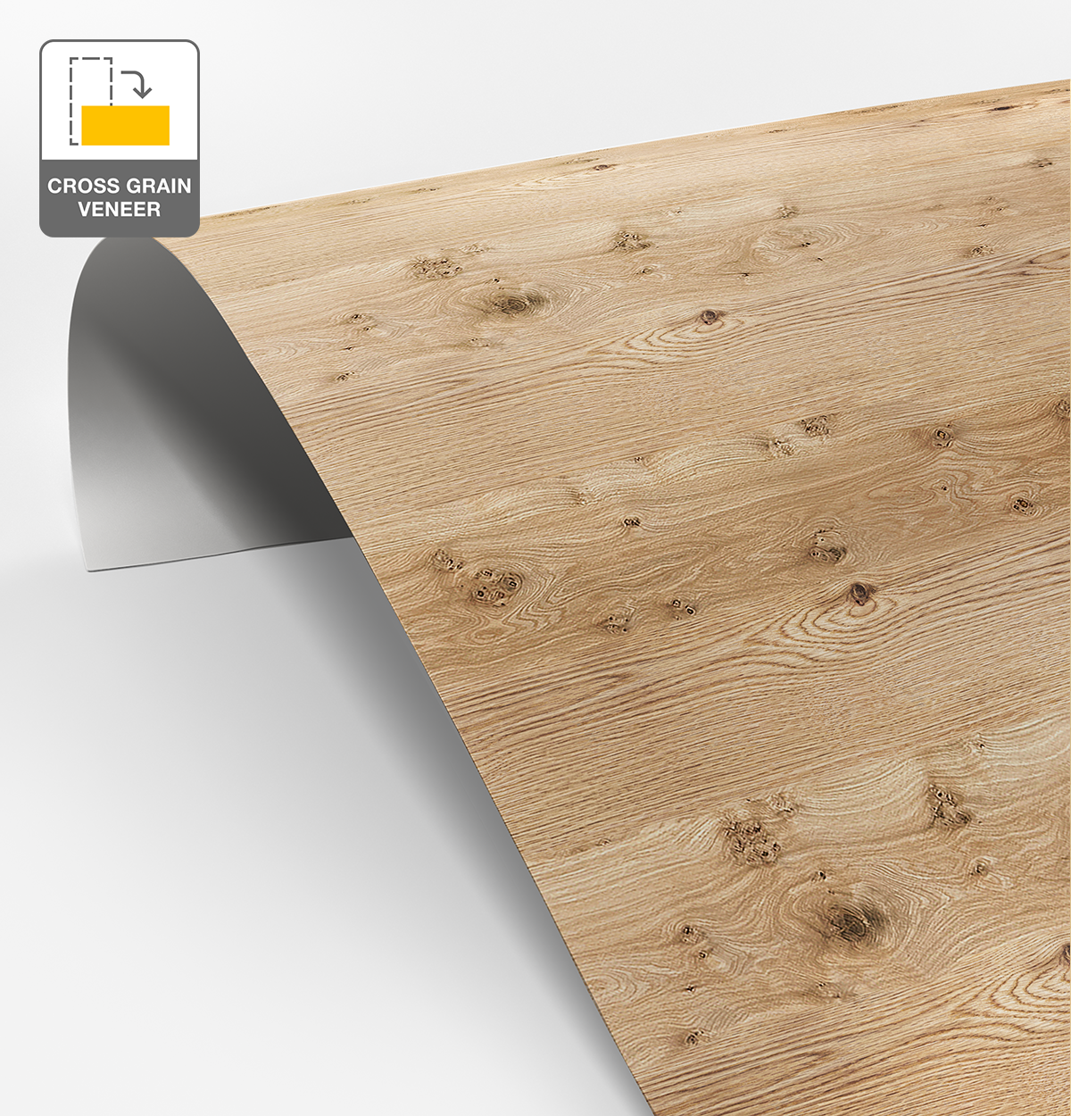 Rustic Oak Veneer Natural Feature Grade Cross Grain on Laminate