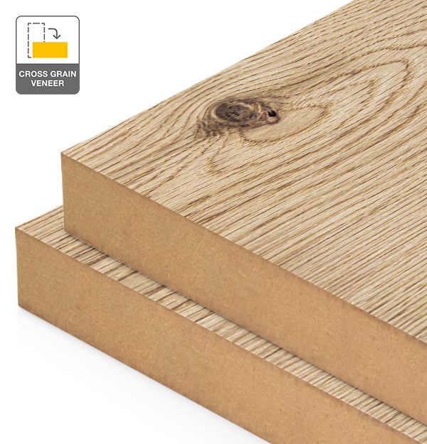 Rustic Oak Veneer Natural Feature Grade Cross Grain on MDF