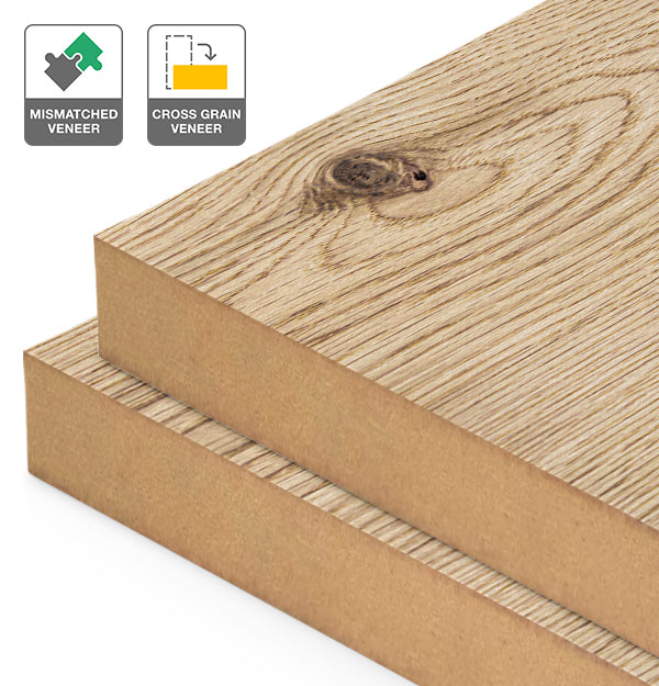 Rustic Oak Veneer Mismatched Cross Grain on MDF